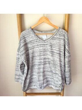 Sunday Gray Marled V-Neck Dolman Sleeve Knit Top Plus Size 1X